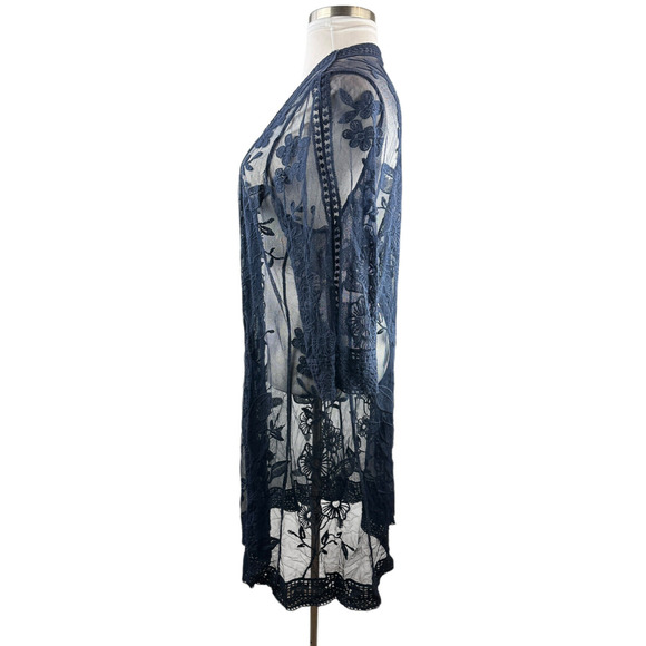 Lane Bryant Floral Lace Sheer Kimono Open Front Overpiece Duster Plus Size 22/24 - Picture 4 of 12